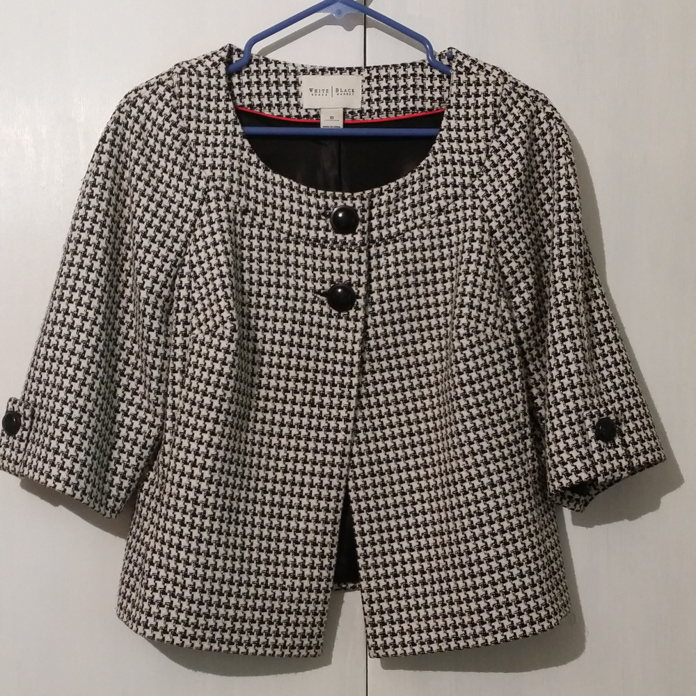 WHBM Houndstooth Wool Blend Jacket Swing Size 10